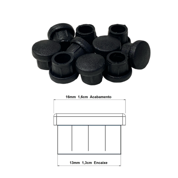 Ponteira Interna Para Pé de Cadeira Redonda 5/8 16mm 40un