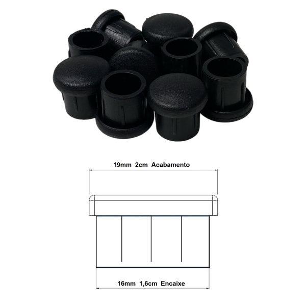 Ponteira Interna Para Pé de Cadeira Redonda 3/4 19mm 1un