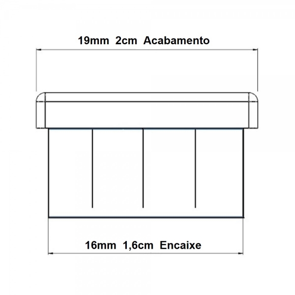 Ponteira Interna Para Pé de Cadeira Redonda 3/4 19mm 1un