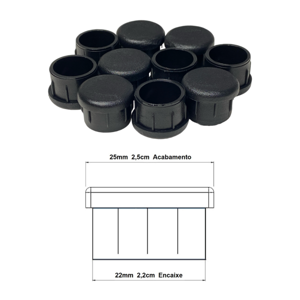Ponteira Interna Para Pé de Cadeira Redonda 1 Pol 25mm 1un