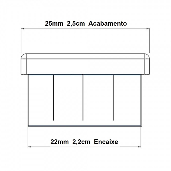 Ponteira Interna Para Pé de Cadeira Redonda 1 Pol 25mm 1un