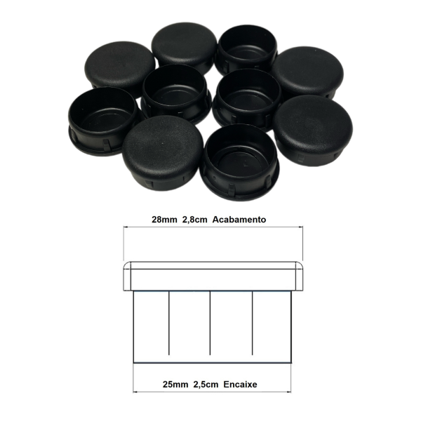 Ponteira Interna Para Pé de Cadeira Redonda 1.1/8 28mm 1un