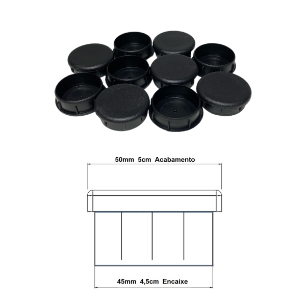 Ponteira Interna Para Pé de Cadeira Redonda 2 Pol 50mm 1un