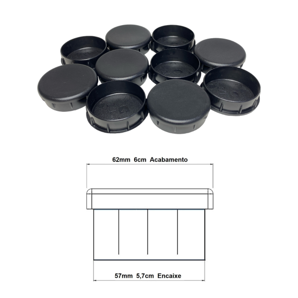 Ponteira Interna Para Pé de Cadeira Redonda 2.1/2 50mm 1un