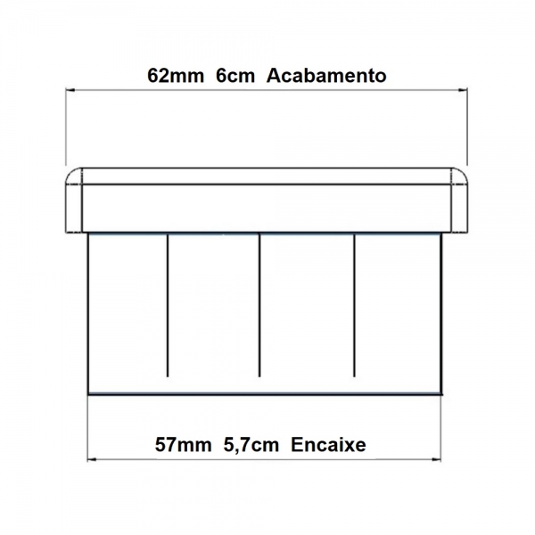 Ponteira Interna Para Pé de Cadeira Redonda 2.1/2 50mm 1un