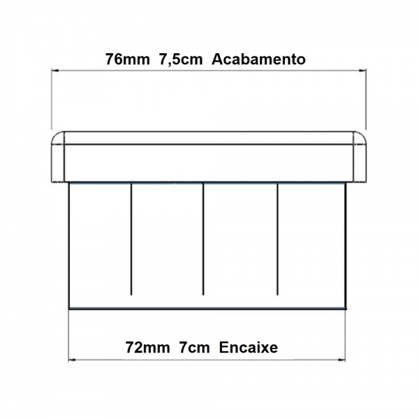 Ponteira Interna Para Pé de Cadeira Redonda 3 Pol 76mm 1un