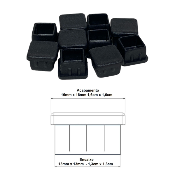 Ponteira Interna Para Pé De Cadeira Quadrada 16x16mm 1un