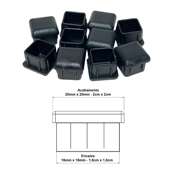 Ponteira Interna Para Pé De Cadeira Quadrada 20x20mm 1un