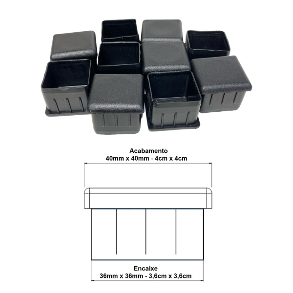 Ponteira Interna Para Pé De Cadeira Quadrada 40x40mm 1un