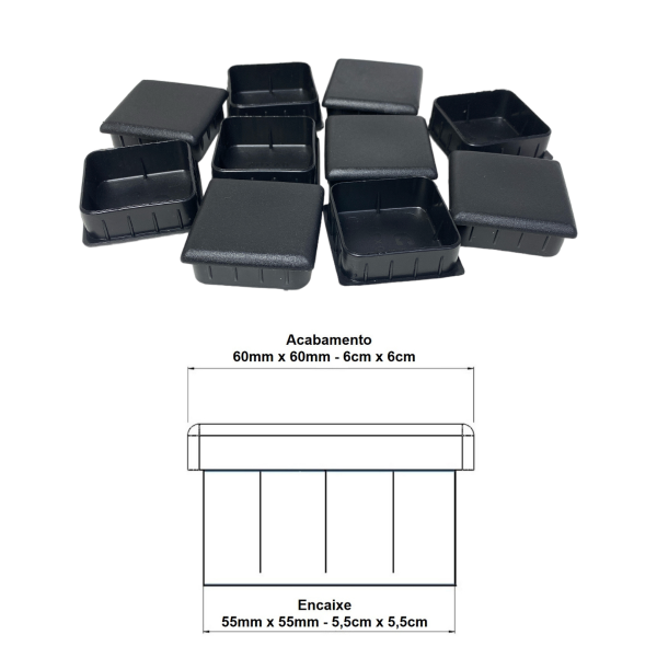 Ponteira Interna Para Pé De Cadeira Quadrada 60x60mm 1un