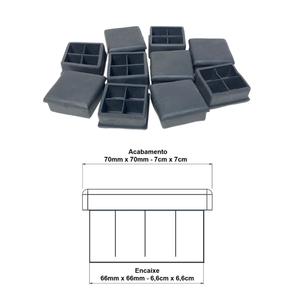 Ponteira Interna Para Pé De Cadeira Quadrada 70x70mm 1un