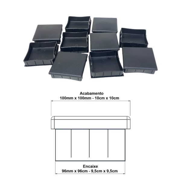 Ponteira Interna Para Pé De Cadeira Quadrada 100x100mm 1un