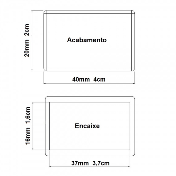 Ponteira Interna Para Pé de Cadeira Retangular 20x40mm 1un