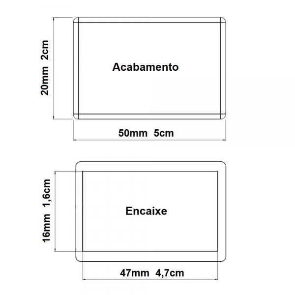 Ponteira Interna Para Pé de Cadeira Retangular 20x50mm 1un