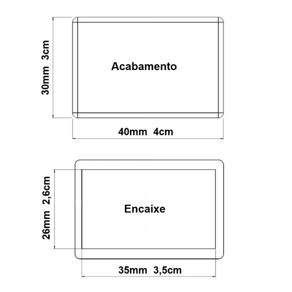 Ponteira Interna Para Pé de Cadeira Retangular 30x40mm 1un