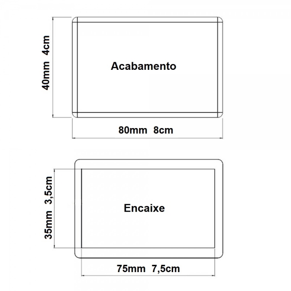 Ponteira Interna Para Pé de Cadeira Retangular 40x80mm 1un