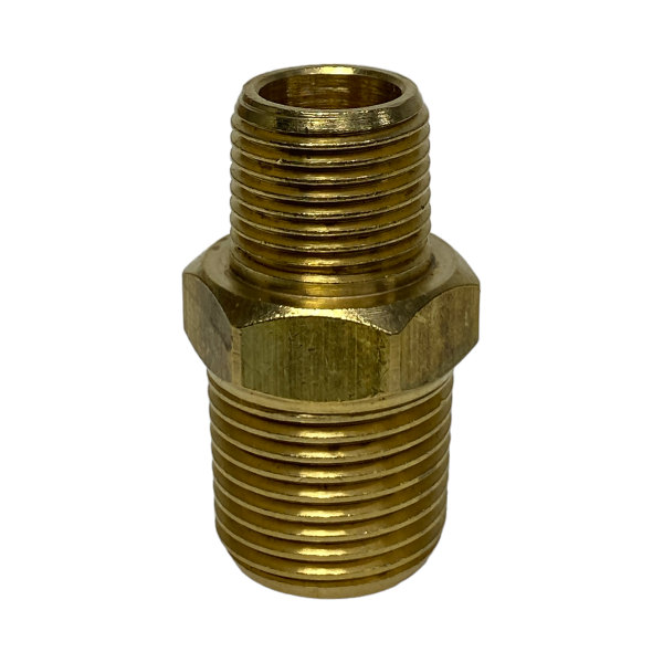 Niple Duplo Latão Redução Rosca NPT 1/2 x 3/8 Macho União