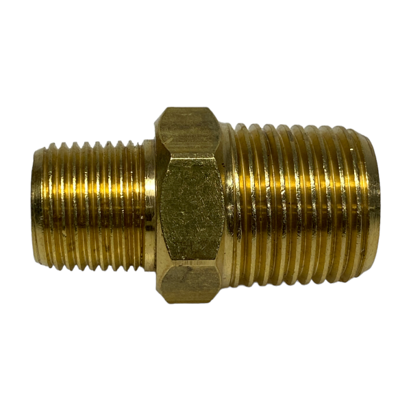 Niple Duplo Latão Redução Rosca NPT 1/2 x 3/8 Macho União