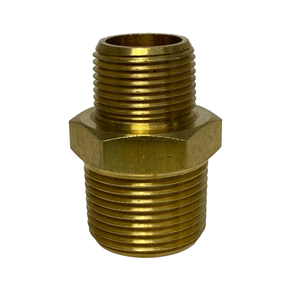 Niple Duplo Latão Redução Rosca NPT 1 Pol x 3/4 Macho União