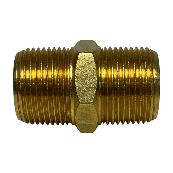Niple Duplo Latão Rosca NPT 1 Pol x 1 Pol Macho União Junção