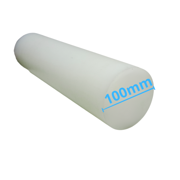Barra Tarugo de Nylon Tecnil 100mm Branca Redonda 250mm