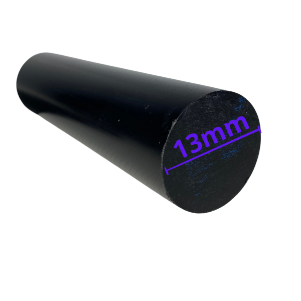 Barra Tarugo de Nylon Tecnil 13mm Preta Redonda 250mm