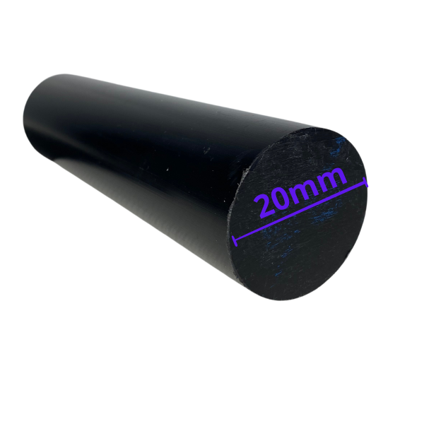 Barra Tarugo de Nylon Tecnil 20mm Preta Redonda 250mm