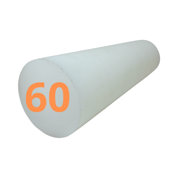 Barra Tarugo de Poliacetal Pom 60mm Branca Redonda 500mm