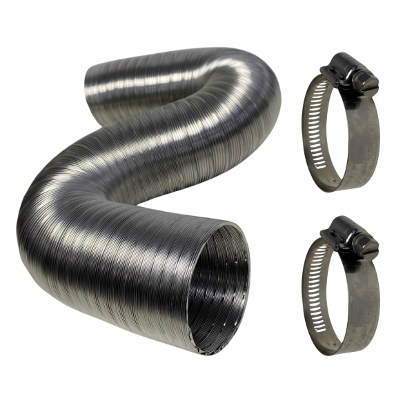 Duto Flexível de Alumínio 90mm 2,50mt + 2 Abraçadeiras