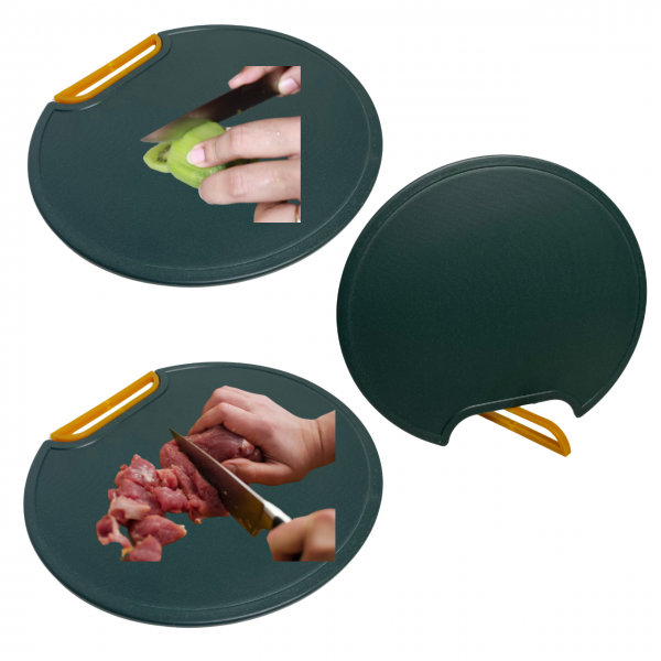 Tábua de Carne Plástica Alça Canaleta Oval 35x30cm 8mm