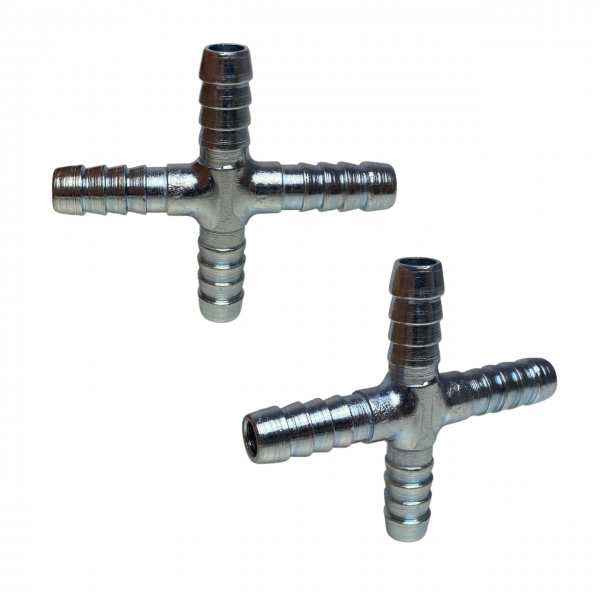 Emenda Para Mangueira 5/16 8mm Cruzeta Conector Aço 4 Vias