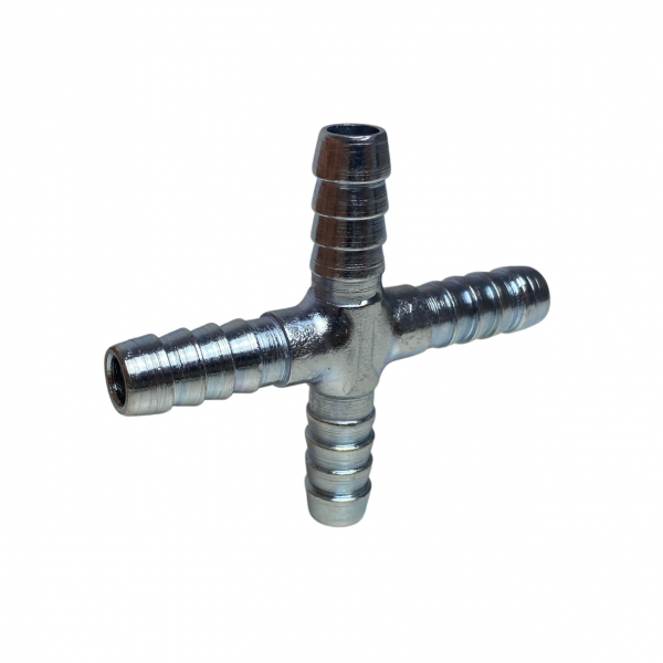 Emenda Para Mangueira 5/16 8mm Cruzeta Conector Aço 4 Vias
