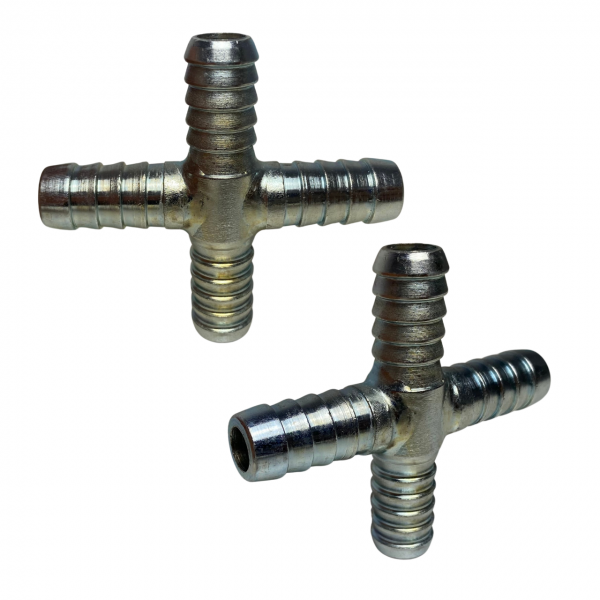 Emenda Para Mangueira 1/2 13mm Cruzeta Conector Aço 4 Vias