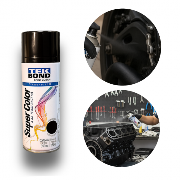 Tinta Spray TekBond Super Color Alta Temperatura Preto 350ml