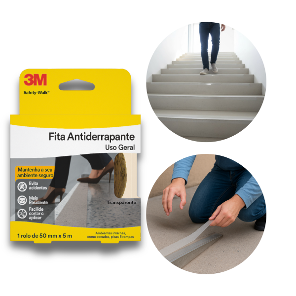 Fita Adesiva Antiderrapante Transparente Uso Geral 3M 50mm X 5m