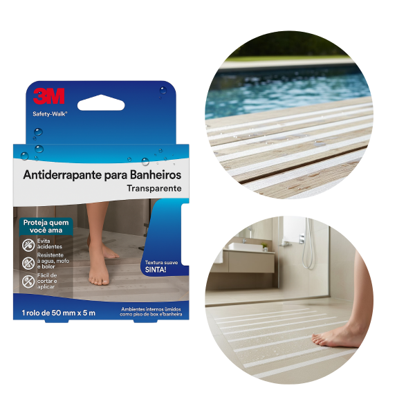 Fita Adesiva Antiderrapante Areas Umidas Banheiro 3M 50mm X 5m