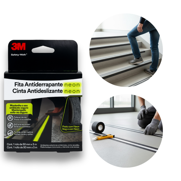 Fita Adesiva Antiderrapante Neon Fosforescente 3M 50mm X 5m