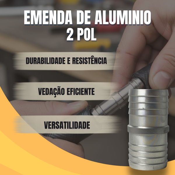 Emenda União Aluminio 2 Pol 50mm para Mangueira Ar Água Gás