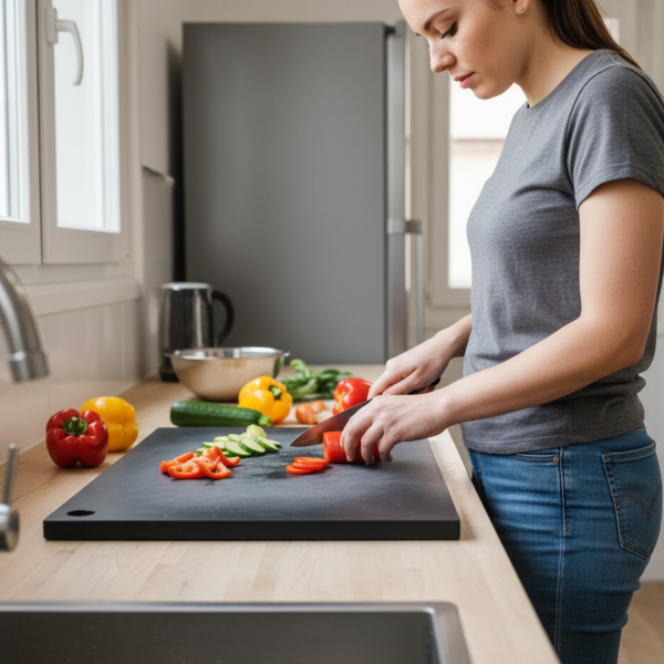 Tábua de Carne Plástica Preta Polietileno 100x50cm 6mm