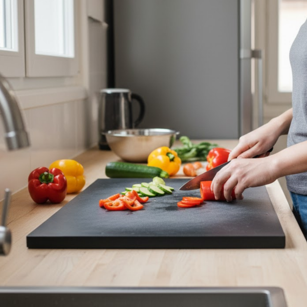 Tábua de Carne Plástica Preta Polietileno 100x100cm 10mm