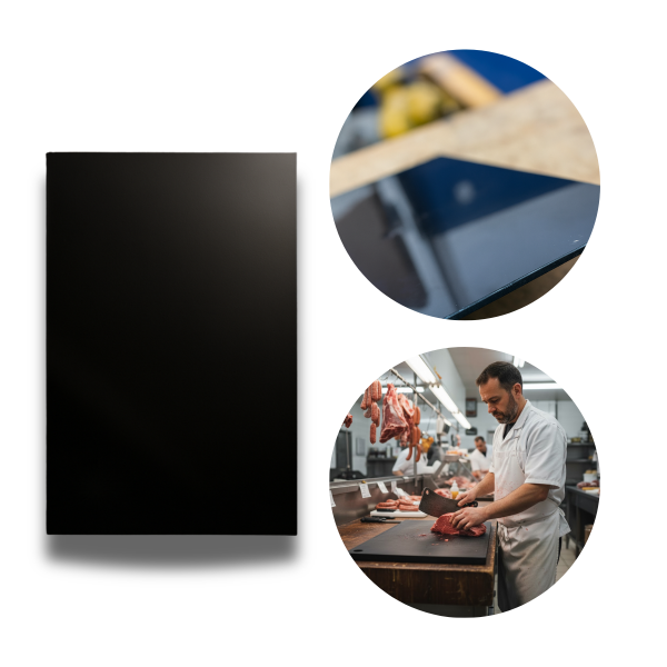 Tábua de Carne Plástica Preta Polietileno 100x50cm 10mm