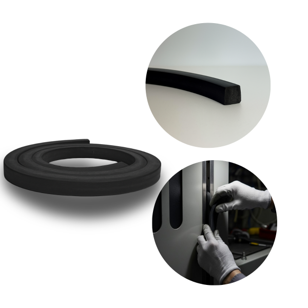 Perfil de Borracha 19x19mm Para Vedação Esponjosa Macia 3mt