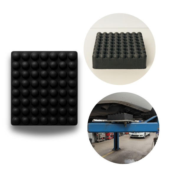 Sapata Coxim Quadrada Borracha Elevador Auto 105x120x35 mm