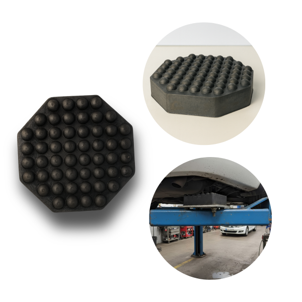 Sapata Coxim Octógono Borracha Elevador Auto123x145x30 mm