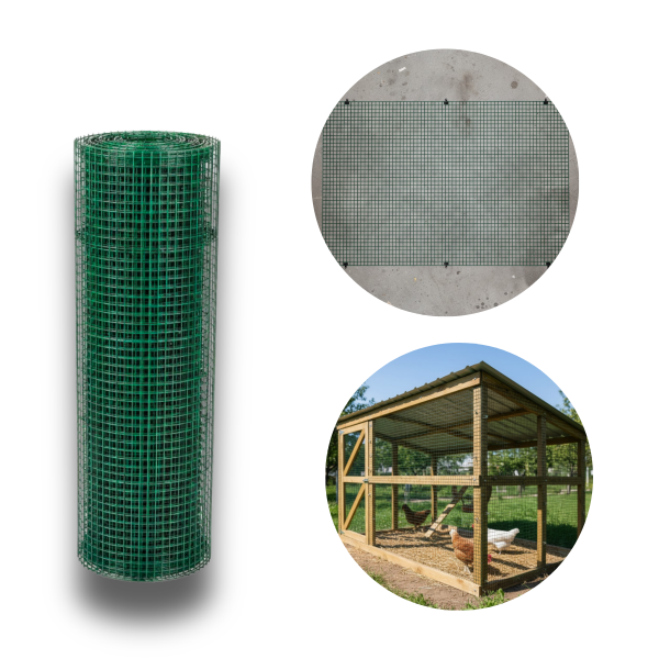 Tela Metal Revestida Verde Jardim Gaiola Cerca 6mm 1mt x 3mt