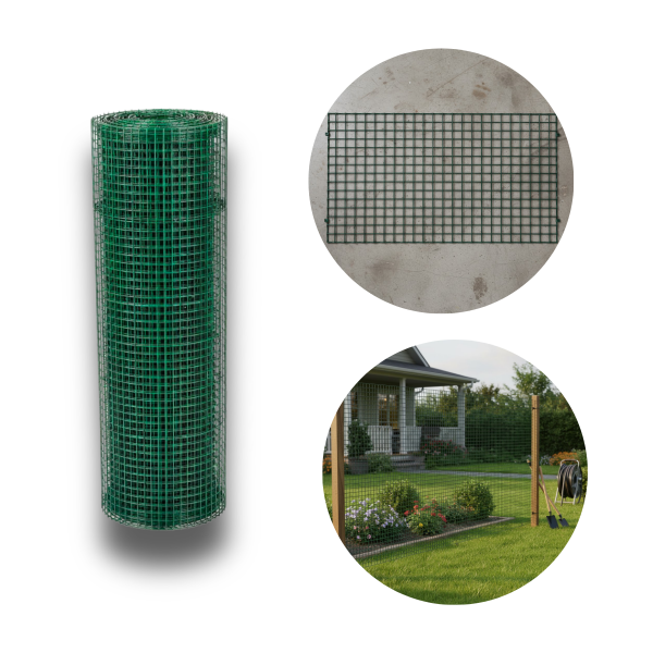 Tela Metal Revestida Verde Jardim Gaiola Cerca 19mm 1mtx5mt