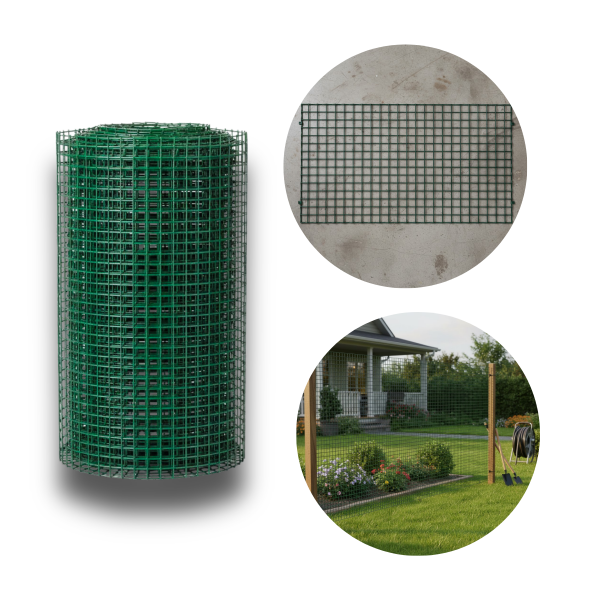 Tela Metal Revestida Verde Jardim Gaiola Cerca 19mm 50cmx4mt