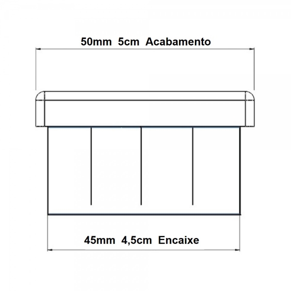Ponteira Interna Para Pé de Cadeira Redonda 2 Pol 50mm 100un