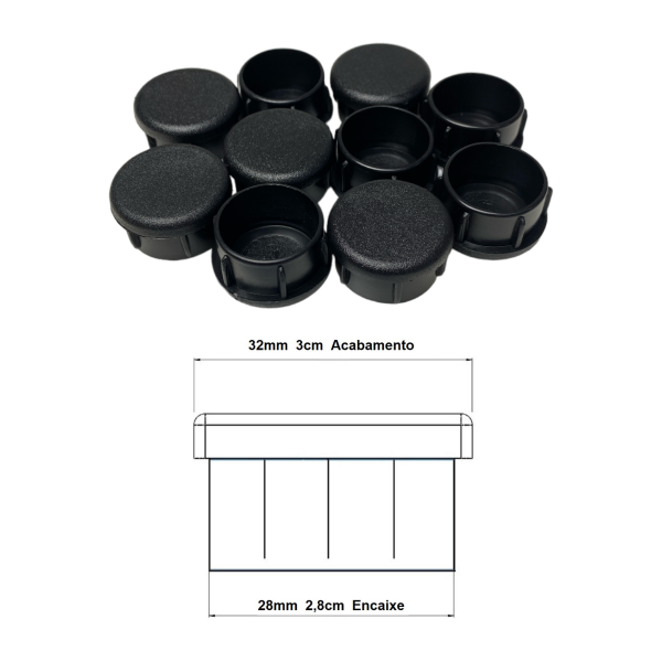 Ponteira Interna Para Pé de Cadeira Redonda 1.1/4 32mm 8un