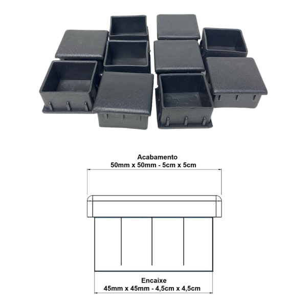 Ponteira Interna Para Pé De Cadeira Quadrada 50x50mm 8un